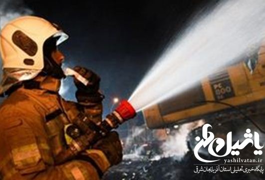 آتش سوزی یک دستگاه تریلی در محور خوی_مرند