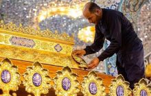 نصب تاج جدید ضریح مطهر حضرت زینب (س) + عکس
