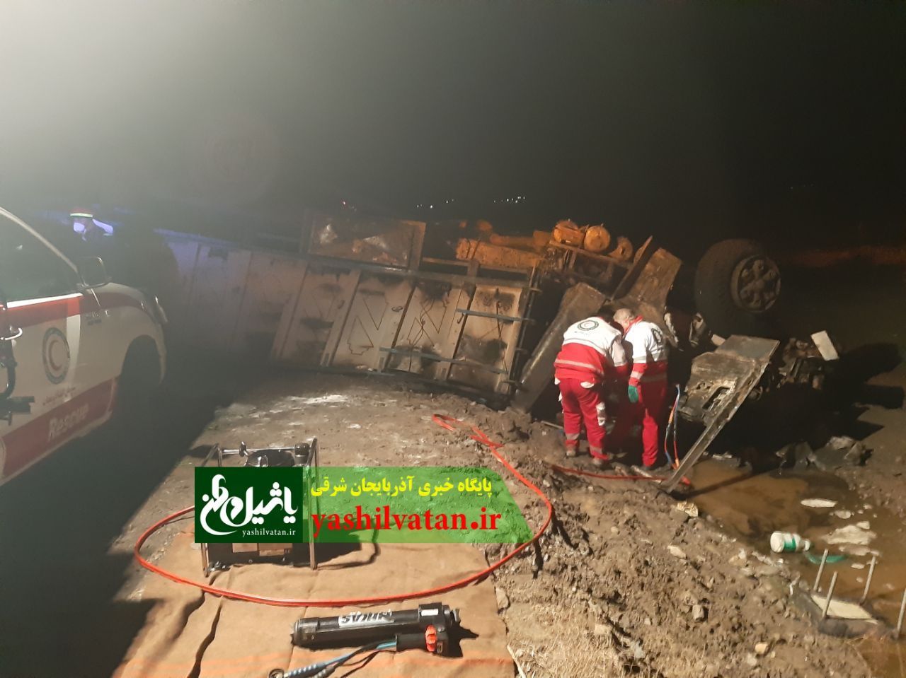واژگونی کامیون در جاده مرند _ خوی