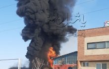 آتش سوزی در شهرک صنعتی شماره یک مرند+فیلم