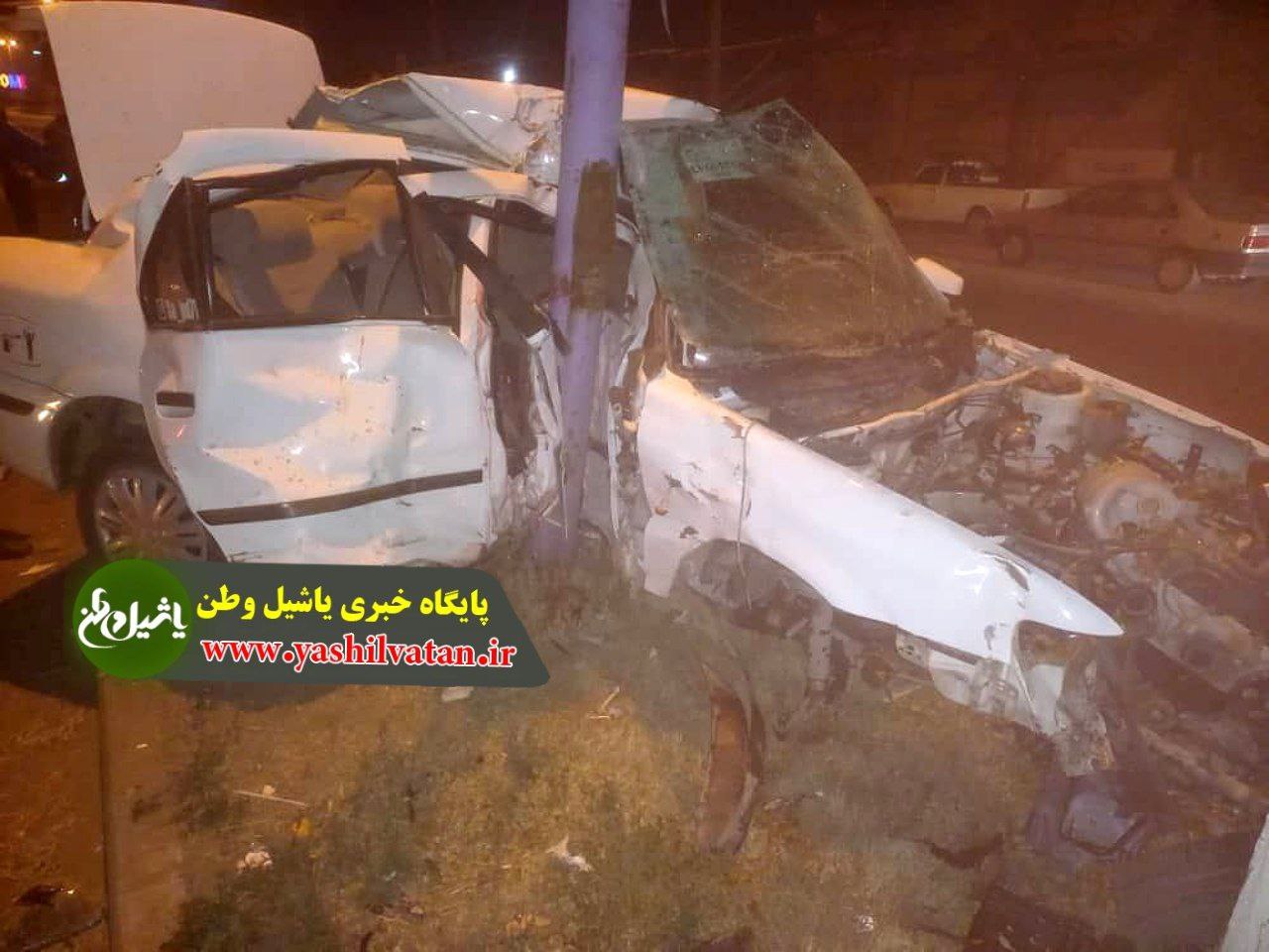 مرند | فوت یک نفر در برخورد سواری سمند با تیر چراغ برق